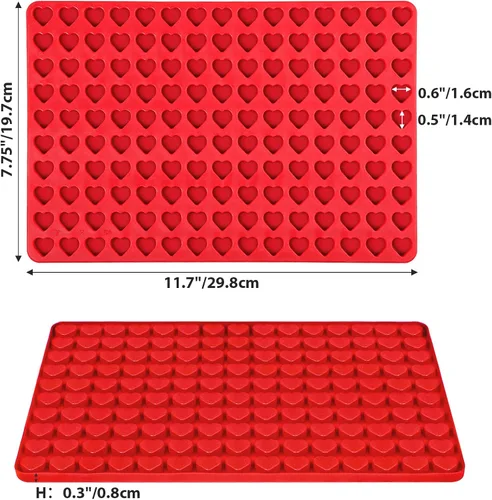 Vista 4 de Webake Mini molde de corazón, 150 cavidades, molde de silicona para gomitas, dulces, chocolate, bandeja para hornear para golosinas caseras, Día
