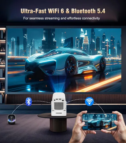 Vista 8 de 【Enfoque automático y 1080P】Mini proyector inteligente Magcubic con soporte 4K, proyector portátil con WiFi 6 y Bluetooth 5.4, altavoz de 5 W
