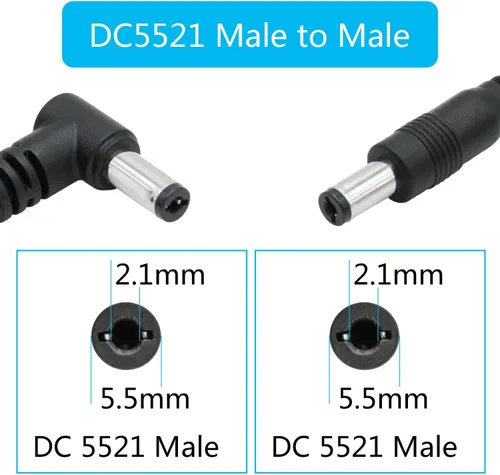 Vista 4 de 4 cables de extensión de alimentación de 12 V CC de 1.6 ft/1.6 pies, CC 0.217 in x 0.083 in macho a macho, cable adaptador de corriente 20 AWG