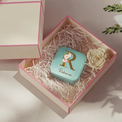 Vista 5 de Joyero personalizado Estuche de joyería de viaje personalizado, regalos de dama de honor, mini organizador de joyas, regalos personalizados