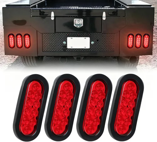 Vista 14 de 2 luces LED ámbar ovaladas para remolque, 6 pulgadas, luces LED ovaladas de parada, intermitentes, luces de freno de remolque lateral, lámpara de 2