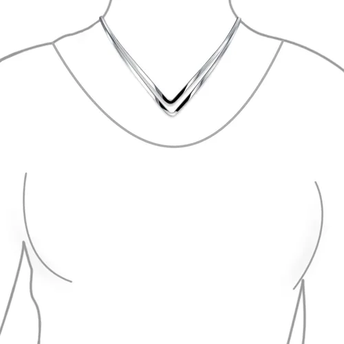 Vista 2 de Gargantilla básica simple con doble forma de V collar geométrico para mujer plata esterlina 925 Metal