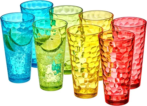 Vista 6 de Amazing Abby - Iceberg - Vasos de plástico de 24 onzas (juego de 8), vasos de plástico para beber, bolas altas totalmente transparentes, vasos