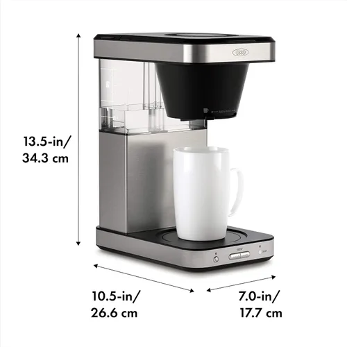 Vista 3 de OXO Cafetera de 8 tazas, molinillo de café cónico de acero inoxidable y rebabas