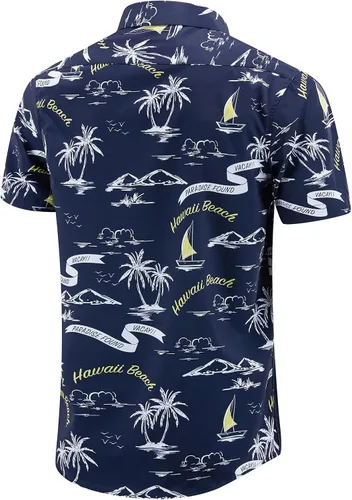Vista 3 de JDHUASHA Camisas hawaianas para hombre casual con botones manga corta Aloha Beach Dress Shirt