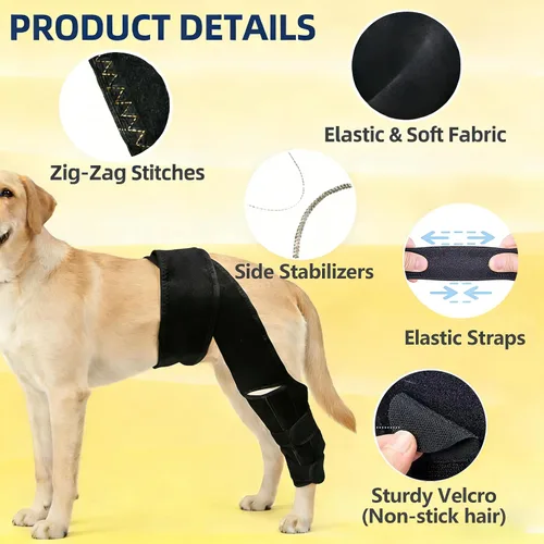 Vista 4 de Dog Hind Leg Support Brace, Adjustable Rear Leg Compression Wrap Adjustable Breathable Neoprene Rear Leg Support for Small, Medium & Large Dogs