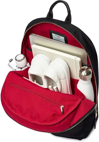 Vista 6 de KNOMO Beauchamp - Mochila para computadora portátil de 14 pulgadas para mujer, mochila para trabajo, universidad, viaje, negro, cremallera dorada