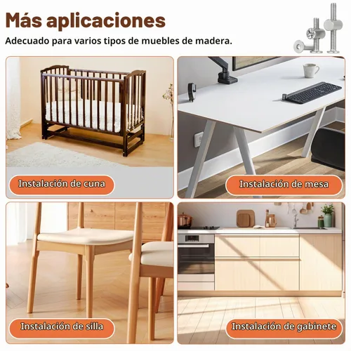 Vista 6 de 58 piezas Kit de Reemplazo de Herrajes para Cuna, Juego de Pernos y Tuercas de Barril para Marco de Cama de Bebé para Delta/Graco, Juego de Pernos