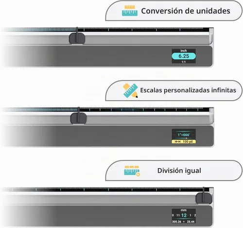 Vista 4 de HOZO NeoRuler Regla de Escala Digital, Regla de Escala Inteligente de 12 pulgadas con Escalas Personalizadas Infinitas y Precisión de ±0.004