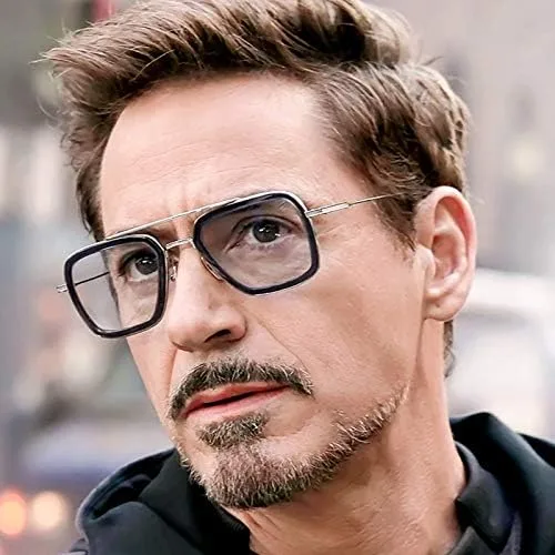 Vista 6 de YIJIA-YOUNG Tony Stark - Lentes de sol polarizados de material metálico para hombres y mujeres, Iron Man y Spider-Man