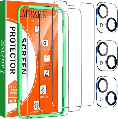 Vista 13 de IMBZBK Paquete de 3 protectores de pantalla para iPhone 13 Pro Max con 3 protectores de lente de cámara de vidrio templado Accesorios Protector