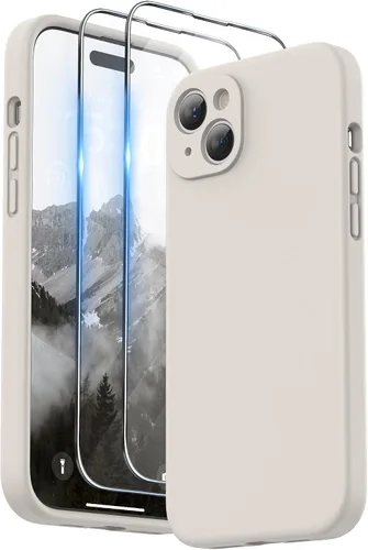 Vista 22 de SURPHY Funda diseñada para iPhone 15 Plus con protector de pantalla y cordón, correa de teléfono y funda de silicona líquida para teléfono