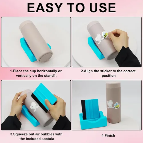 Vista 4 de Cuna de silicona para tazas con ranura incorporada, soporte antideslizante para vasos con escobilla de fieltro, uso para aplicar calcomanías UV DTF