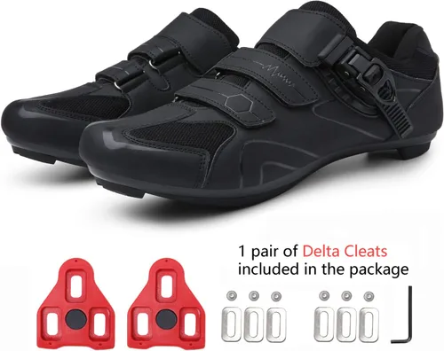 Vista 2 de Zapatos de ciclismo para hombre y mujer, compatibles con pedales de bicicleta de interior Peloton, zapatos de bicicleta de carretera preinstalados