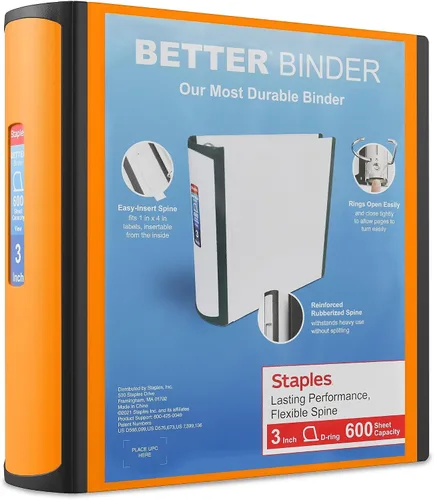 Vista 20 de Carpeta con anillos en forma de "D" de 1 pulgada para mejor visualización Staples, Negro