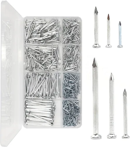 Vista 2 de Kit surtido de 650 piezas de herramientas para uñas, uñas comunes, uñas de madera, uñas para colgar cuadros, uñas para pared de yeso de madera