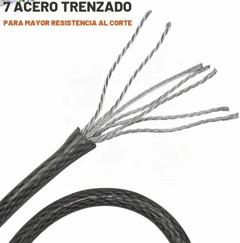 Vista 5 de BV Candado de seguridad de cable resistente de 4 pies con bucles – Cable de alambre trenzado de acero extra grueso de 10 mm (3/8"), resistente a