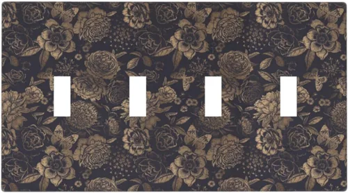 Vista 125 de William Morris Floral Boho Azul Medianoche Azul Bohemio Flor 1 Banda Dúplex Cubierta de Salida Decorativa Receptáculo Único Interruptor Eléctrico