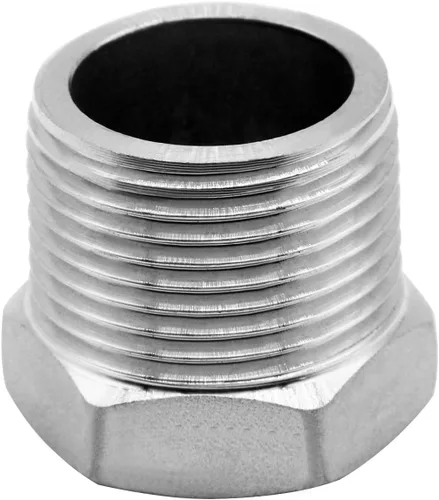 Vista 5 de Adaptador de acero inoxidable de 1 pulgada macho NPT a 1/2" hembra NPT reductor hexagonal buje adaptador de montaje de tubería (paquete de 5)
