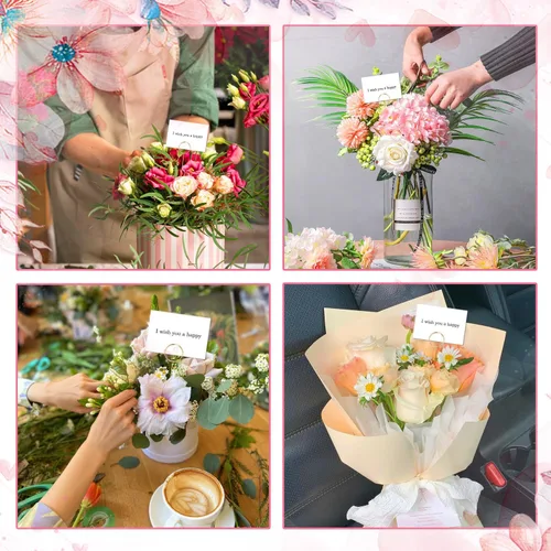 Vista 5 de 30 púas florales de alambre de metal de 13 pulgadas de alambre floral para tarjetas, soporte para notas de fotos, soporte para tarjetas de nombre
