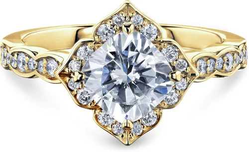 Vista 8 de Kobelli Anillo de compromiso con halo floral de moissanita (G-H) de 1 13 CTW - Múltiples opciones de oro