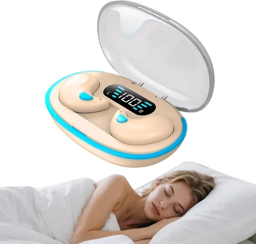 Vista 9 de Auriculares invisibles Bluetooth para dormir inalámbricos pequeños con cancelación de ruido, auriculares planos para dormir de lado, impermeables