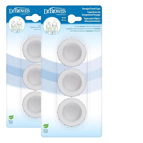 Vista 16 de Dr. Brown's Tapones de almacenamiento/viaje estrechos para biberones anticólicos Options+ para bebé, se ajusta a 8 oz/250 mL y 4 oz/120 mL, sin BPA