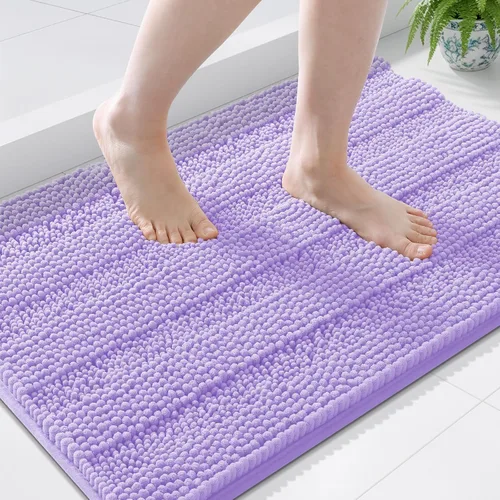 Vista 79 de Grandaily Alfombras de baño de felpilla a rayas de 24 x 16 pulgadas, extra gruesas y suaves, absorbentes, parte trasera de goma, alfombra de ducha