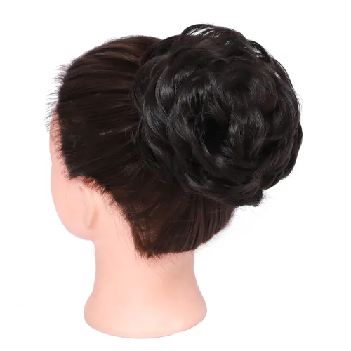 Vista 3 de Rose bud Extensiones de Cabello para Mujer en Forma de Moño Desordenado, Banda Elástica para Updo, Cabello Rizado y Desordenado, Scrunchie