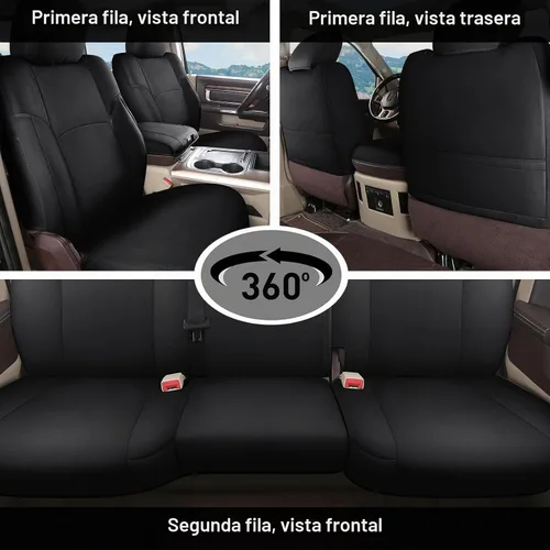 Vista 6 de Coverado Chevy Silverado - Juego completo de fundas de asiento de lona impermeables, apto para Silverado GMC Sierra 2007-2013 y 2019-2025 1500 Negro