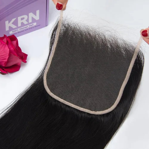 Vista 13 de KRN 5x5 HD Cierre de encaje, 0.1mm Ultra-delgado Invisible Cierre de encaje HD Pequeño Nudo Único Pre-arrancado con Cabello de Bebé 12A Grado