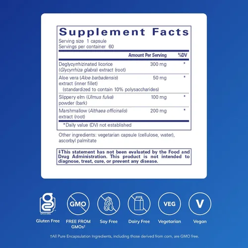 Vista 2 de Pure Encapsulations DGL Plus - Suplementos de salud intestinal para hombres y mujeres, con raíz de malvavisco, extracto de aloe vera y corteza