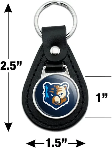 Vista 2 de GRAPHICS & MORE Bob Jones University Primary Logo Black Leather Keychain