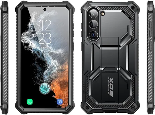 Vista 9 de i-Blason Armorbox - Funda para Samsung Galaxy S23 con soporte y clip para el cinturón, protector de pantalla integrado, 2 marcos frontales