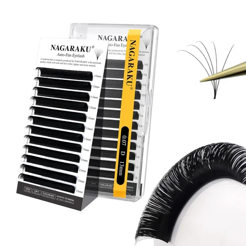 Vista 72 de NAGARAKU Easy Fan - Extensiones de pestañas prefabricadas en abanico de 3 capas, pestañas autoflorecientes de mega volumen, pestañas automáticas