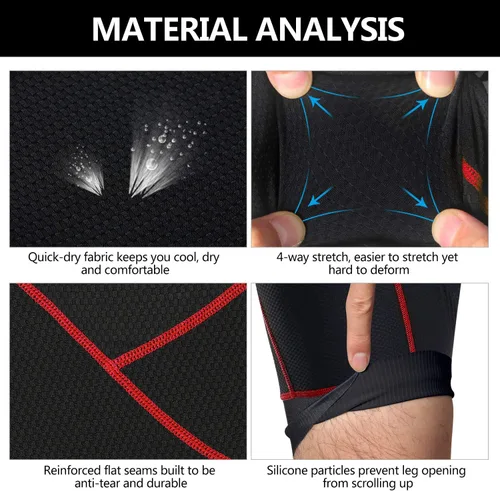 Vista 6 de NICEWIN Pantalones cortos de ciclismo acolchados en 4D para hombre, ropa interior antideslizante para ciclismo, ropa interior ancha para ciclismo