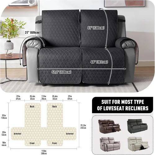 Vista 3 de TAOCOCO Funda reclinable 100% impermeable, antideslizante, lavable, con correas elásticas para las piernas, protector de muebles para perros