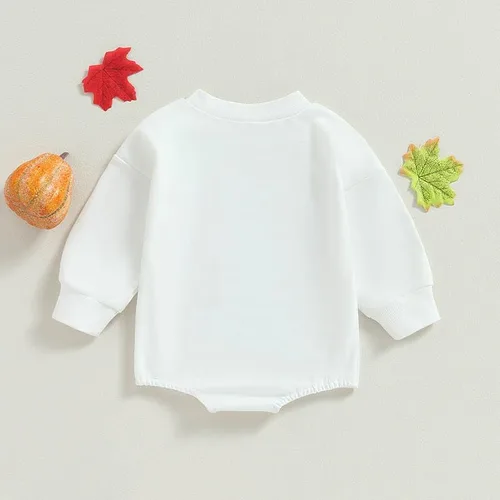 Vista 4 de Disfraz de Halloween para bebé recién nacida, sudadera de calabaza, mameluco de manga larga para otoño e invierno