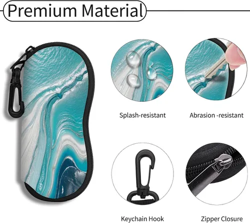 Vista 22 de Hion Sunglasses Case Ultra Light Neoprene Zipper Eyeglass Soft Case with Belt Clip