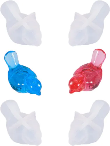 Vista 5 de Paquete de 4 moldes de silicona con forma de pájaro 3D para moldes de resina epoxi, manualidades, llavero, regalo, joyería, fabricación de pequeños