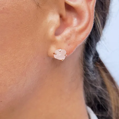 Vista 27 de Aretes de piedra preciosa natural en bruto con oro rosa sobre plata de ley 925, 6 a 0.276 in, regalo de piedra de nacimiento de calidad genuina