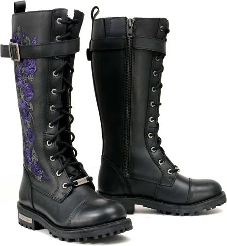 Vista 15 de Milwaukee Leather Botas de Motociclista de Cuero para Mujer de Rodilla a Altura de la Pierna Colección Premium MBL