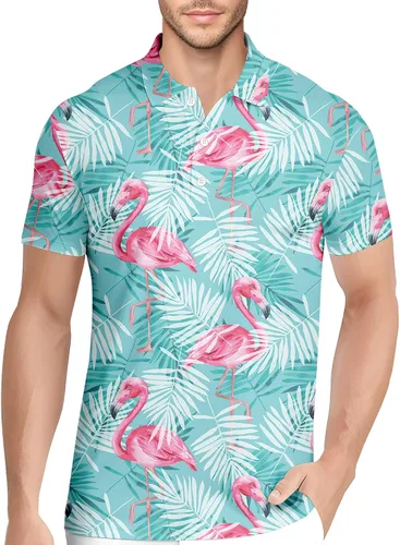 Vista 50 de HIVICHI Camisas de golf divertidas para hombre con patrón estampado loco colorido y novedad de alto rendimiento que absorbe la humedad, camisa tipo