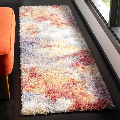 Vista 4 de SAFAVIEH Gypsy Shag Collection - Alfombra decorativa de 2 pies 3 pulgadas x 4 pies, color óxido y marfil, diseño abstracto, no desprende pelusa