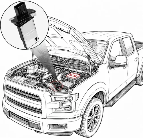 Vista 2 de OYEAUTO Sensor de flujo de aire masivo 3L3A-12B579-BA AFLS131 compatible con Ford F150 F250 E150 E250 E350 para Lincoln, para Mercury