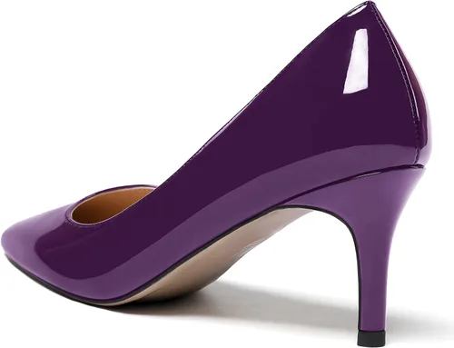Vista 7 de MODENCOCO Zapatos de tacón medio de charol con punta puntiaguda para mujer, de 2.5 pulgadas
