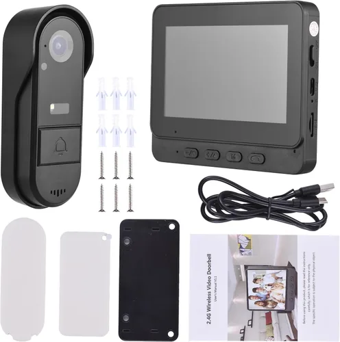 Vista 7 de Timbre inalámbrico con pantalla IPS de 4.3 pulgadas con cámara al aire libre IP65 impermeable 1080P timbre inalámbrico intercomunicador visión