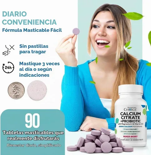 Vista 4 de Bariatric Choice Calcio masticable, probióticos, magnesio y VIT D - 30 días