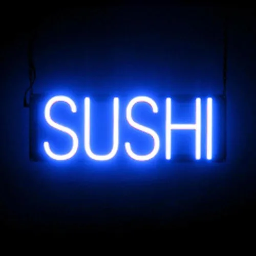 Vista 46 de SpellBrite Señal de PHO para restaurantes Señalización LED azul para restaurantes con LED de neón para empresas 13.2 x 6.3 pulgadas
