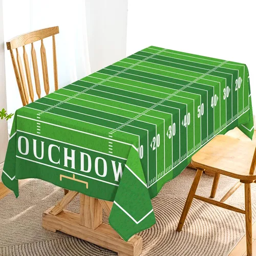 Vista 7 de Hafangry Mantel rectangular de campo de fútbol americano para interiores y exteriores, decoración de fiesta de cumpleaños, mantel rectangular